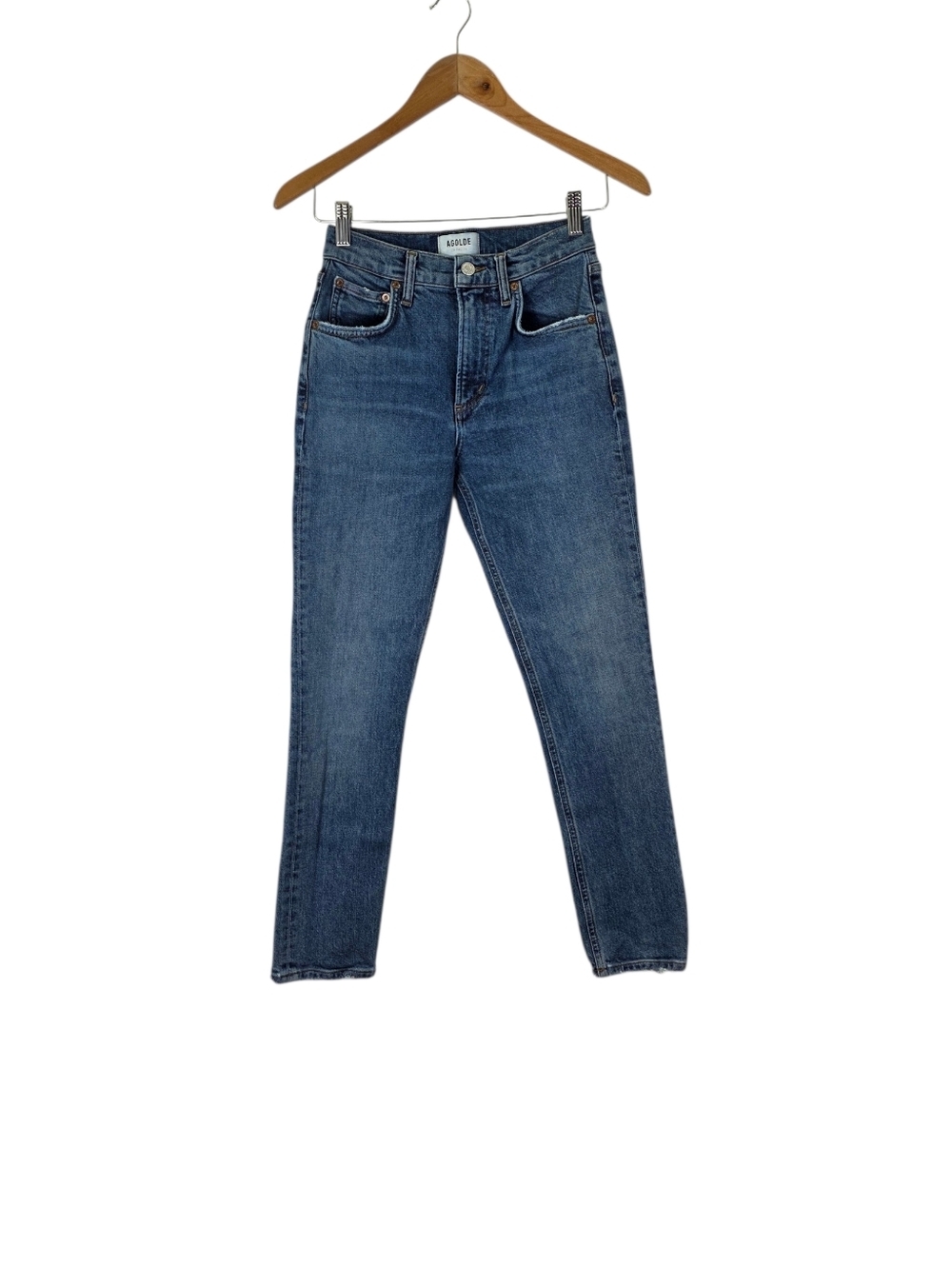 Agolde Womens Size 23 Willow Slim Straight Jean Crop Medium Mid Rise Medium Wash